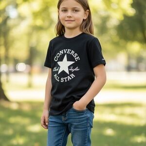 CONVERSE (M) Kids All Star Tee Classic Black Gold Unisex Cotton-Blend Soft
